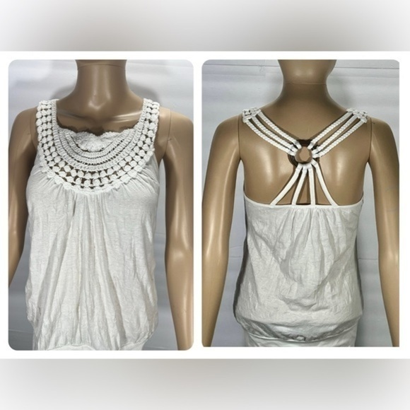 BEAUTIFUL DEREK HEART WHITE LACY BLOUSE SIZE SMALL - Picture 1 of 8